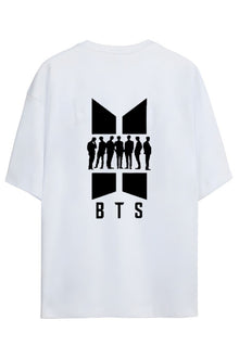 BTS K-Pop Yazılı Sırt Baskılı Relaxed Kalıp Pamuklu Unisex T-shirt