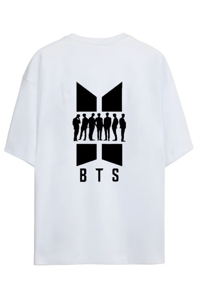 BTS K-Pop Yazılı Sırt Baskılı Relaxed Kalıp Pamuklu Unisex T-shirt