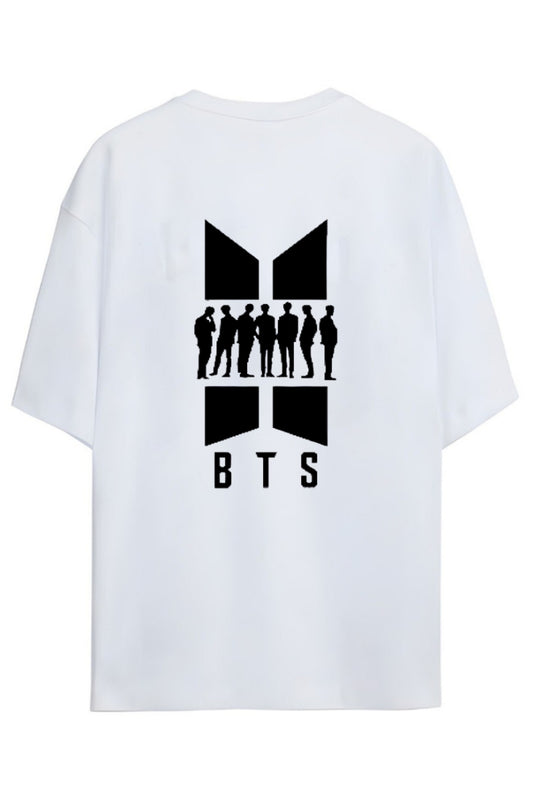 BTS K-Pop Yazılı Sırt Baskılı Relaxed Kalıp Pamuklu Unisex T-shirt