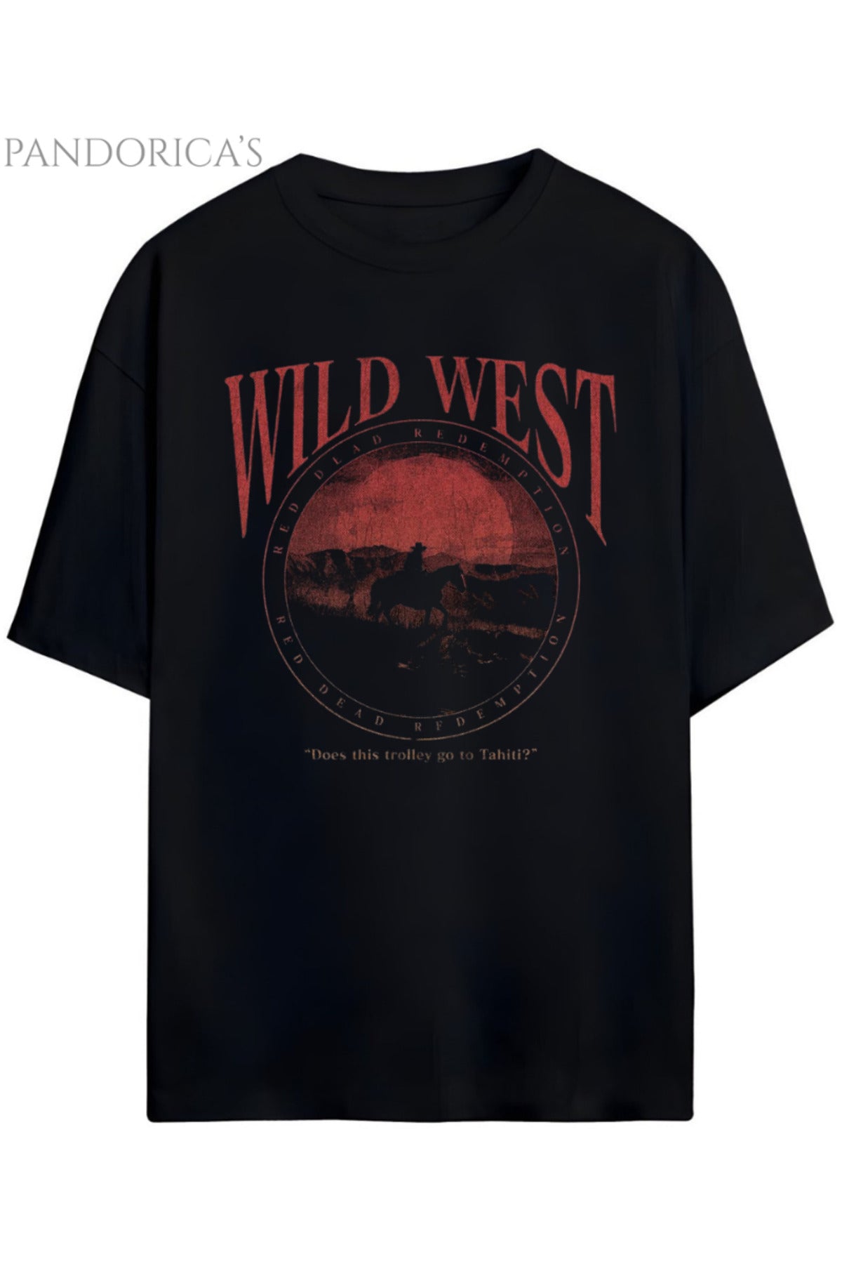 Siyah Pandorica's Red Dead Redemption Arthur Morgan Tasarımı Baskılı Yazılı Unisex Pamuklu T-Shirt - 19