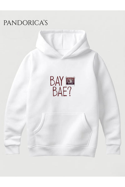 LIFE IS STRANGE Karar Anı Tasarımı "BAY OR BAE?" Yazılı Baskılı Unisex Kapüşonlu Pamuklu Sweatshirt Hoodie