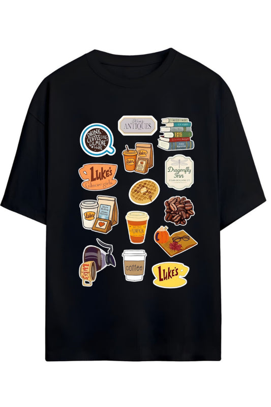 Gilmore Girls Tasarım Serisi İkonik Görseller Yazılı Baskılı Unisex Tişört