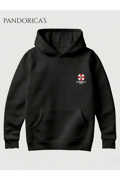 Resident Evil "VISIT RACCOON CITY HOME OF UMBRELLA " Tasarımı Yazılı SIRT ve GÖĞÜS Baskılı Unisex Kapüşonlu Pamuklu Gamer Sweatshirt Hoodie