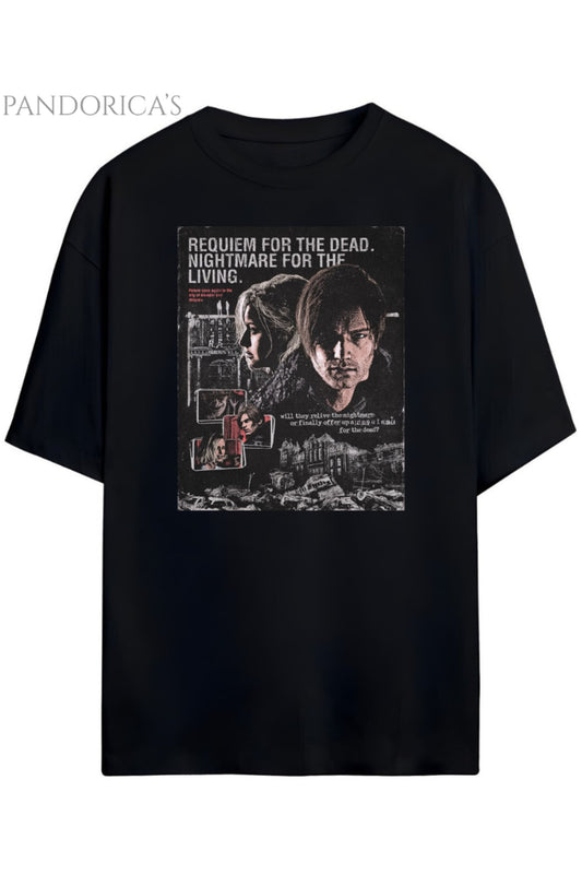 Pandorica's Resident Evil Tasarimi Leon S. Kennedy& Grace Ashcroft Unisex Pamuklu T-shirt