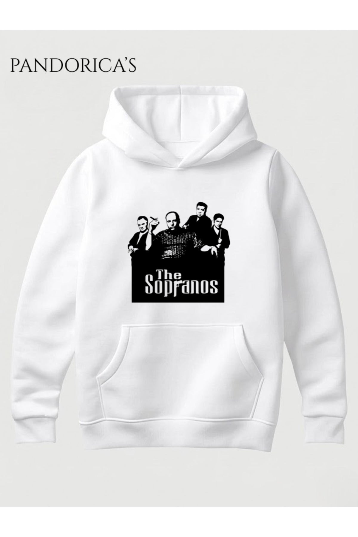 Beyaz The Sopranos Tasarımı Yazılı Baskılı Unisex Kapüşonlu Pamuklu Sweatshirt Hoodie - 33
