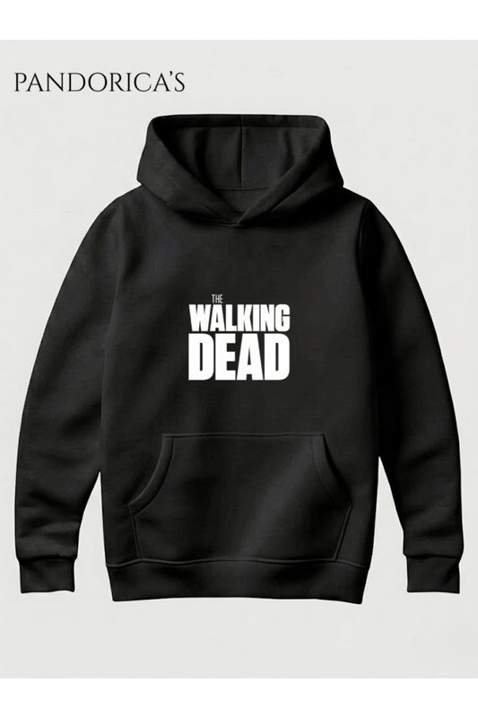 THE WALKING DEAD Tasarımı Yazılı Baskılı %100 Pamuk 3 İplik Kışlık Kapüşonlu Kanguru Cepli Basic Sweatshirt (Hoodie)