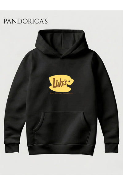 GILMORE GIRLS İkonik "LUKE'S" Tasarımı Yazılı Baskılı Unisex Kapüşonlu Pamuklu Sweatshirt Hoodie