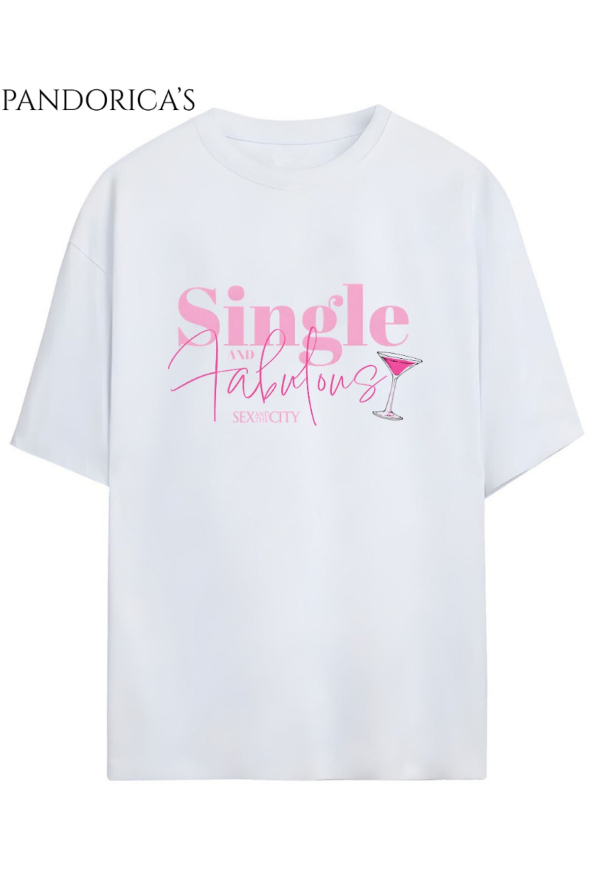 Beyaz Sex And The City Tasarım Serisi Carrie Bradshaw "Single And Fabulous" Yazılı Baskılı Pamuklu Tişört - 33