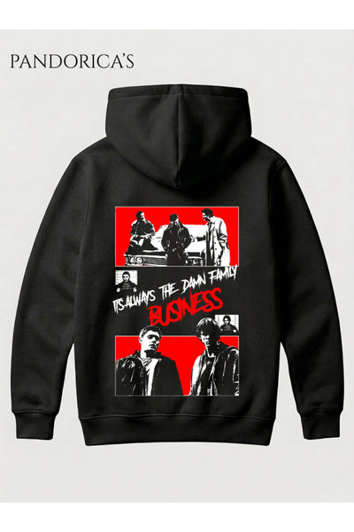 SUPERNATURAL Tasarım Serisi "IT'S ALWAYS THE DAMN FAMILY BUSINESS" Replik Yazılı SIRT ve ÖN Baskılı Unisex Kapüşonlu Pamuklu Sweatshirt Hoodie