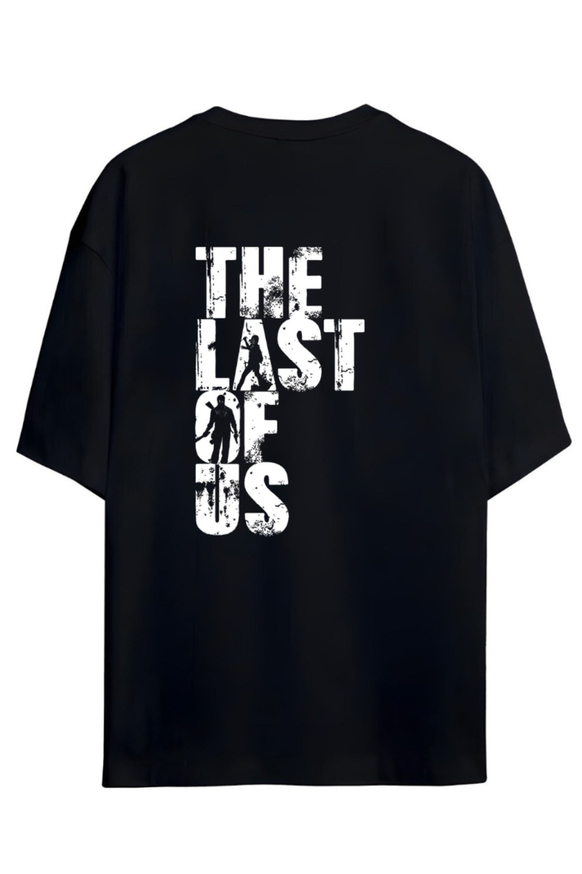 Siyah The Last Of Us Tasarımı Sırt Ve Göğüs Baskılı Unisex Pamuklu T-Shirt - 1