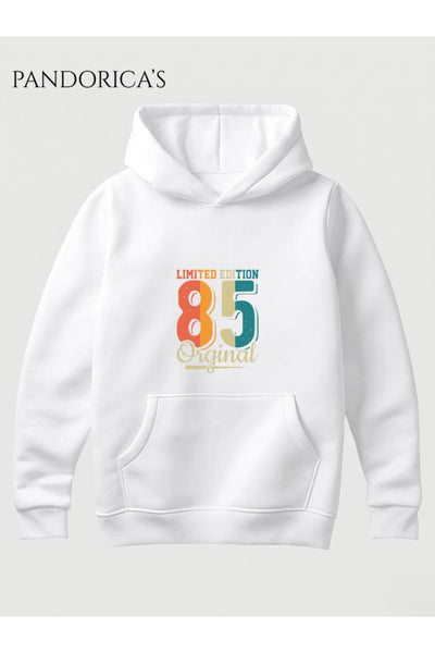 VINTAGE 1985 DOĞUM YILI YAZILI BASKILI RETRO TASARIM UNISEX KAPÜŞONLU PAMUKLU SWEATSHIRT HOODIE