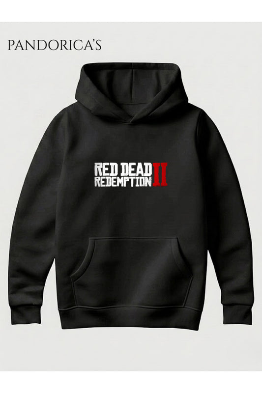 Red Dead Redemption 2 Arthur Morgan "WANTED DEAD OR ALIVE" Tasarımı Yazılı SIRT VE ÖN Baskılı Unisex Kapüşonlu Pamuklu Sweatshirt Hoodie