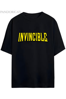 INVINCIBLE YAZILI BASKILI PAMUKLU RELAXED KALIP UNISEX TİŞÖRT