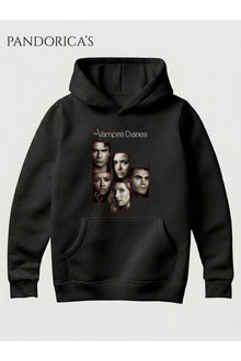 The Vampire Diaries Tasarımı Yazılı Baskılı Pamuklu Kapüşonlu Unisex Sweatshirt Hooded Hoodie
