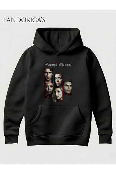 The Vampire Diaries Tasarımı Yazılı Baskılı Pamuklu Kapüşonlu Unisex Sweatshirt Hooded Hoodie