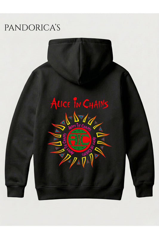 ALICE IN CHAINS TASARIMI YAZILI SIRT BASKILI UNISEX KAPÜŞONLU PAMUKLU SWEATSHIRT HOODIE