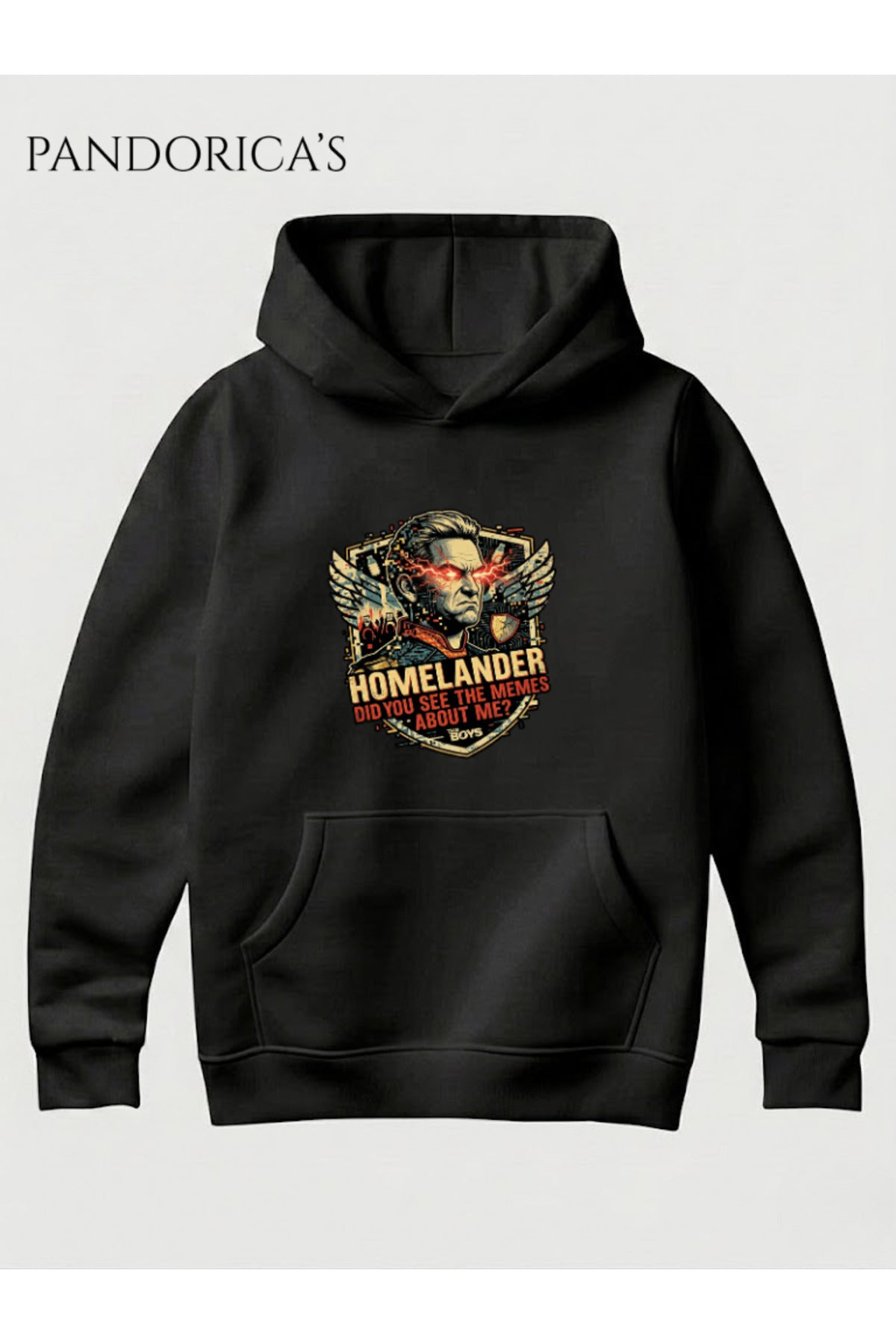 Siyah The Boys Homelander Tasarımı "Did You See The Memes About Me?" Yazılı Baskılı Unisex Kapüşonlu Pamuklu Sweatshirt Hoodie - 213