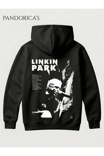 Linkin Park CHESTER BENNIGTON Tasarımı Şarkı Sözü Yazılı (Lyrics) SIRT Baskılı Unisex Kapüşonlu Pamuklu Sweatshirt Hoodie
