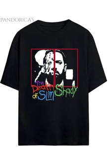 EMINEM "THE DEATH OF SLIM SHADY" TASARIMI BASKILI YAZILI PAMUKLU UNISEX TİŞÖRT