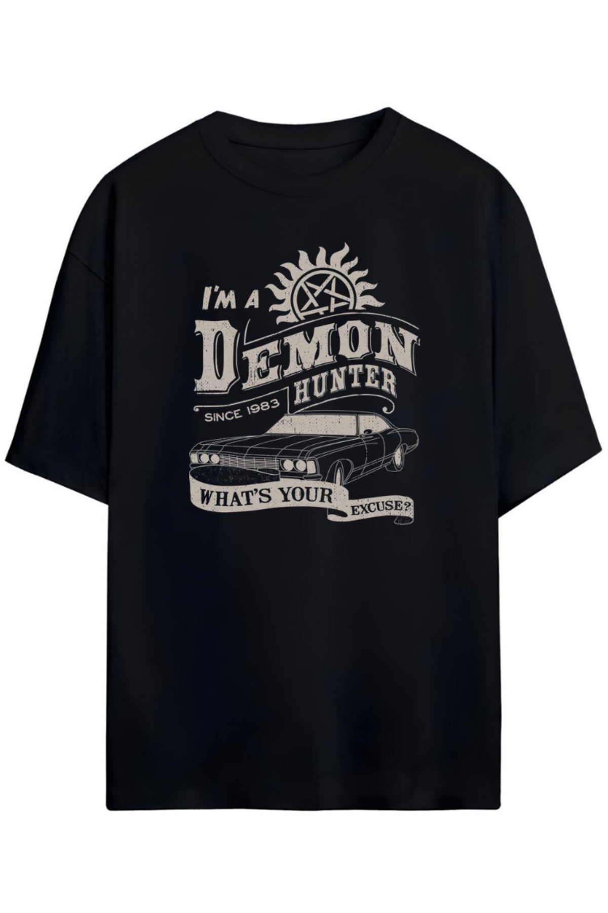 Siyah Pandorica's Supernatural Tasarımı Unisex Pamuklu T-Shirt - 29