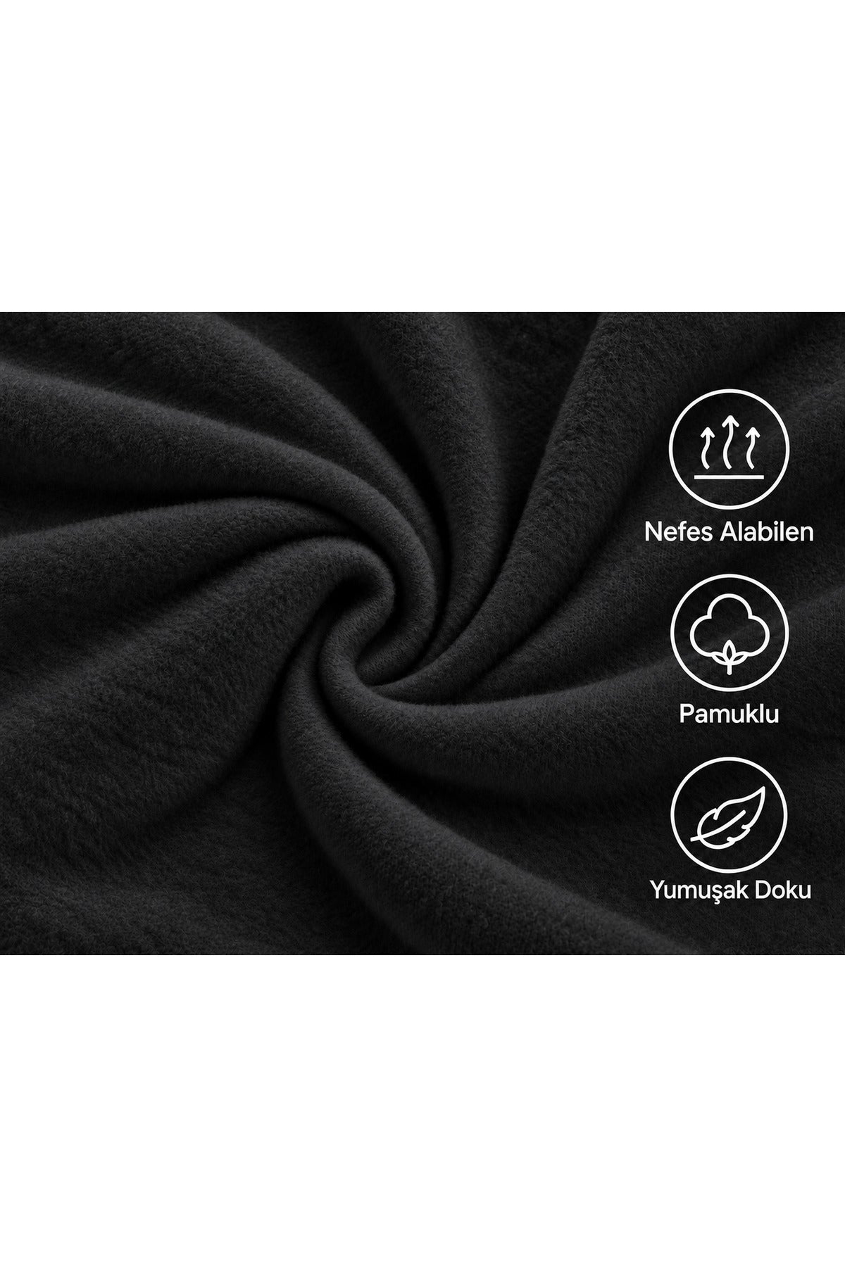 Siyah Unisex Düz Baskısız Bisiklet Yaka 3 İplik Şardonlu Pamuklu Relaxed Sweatshirt Kışlık