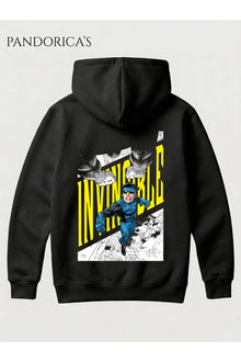 INVINCIBLE Friends & Foes Tasarım Serisi Yazılı Sırt ve Ön Baskılı Unisex Kapüşonlu Pamuklu Sweatshirt (Hoodie)