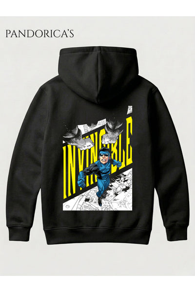 INVINCIBLE Friends & Foes Tasarım Serisi Yazılı Sırt ve Ön Baskılı Unisex Kapüşonlu Pamuklu Sweatshirt (Hoodie)