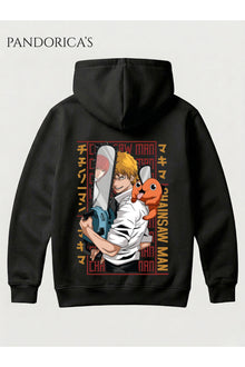 CHAINSAW MAN Anime Manga Tasarım Serisi Yazılı SIRT ve ÖN Baskılı Unisex Kapüşonlu Pamuklu Sweatshirt Hoodie