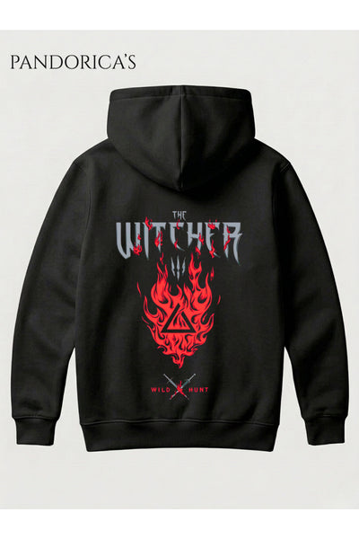THE WITCHER WILD HUNT Tasarımı Yazılı SIRT Baskılı Unisex Kapüşonlu Pamuklu Gamer Sweatshirt Hoodie
