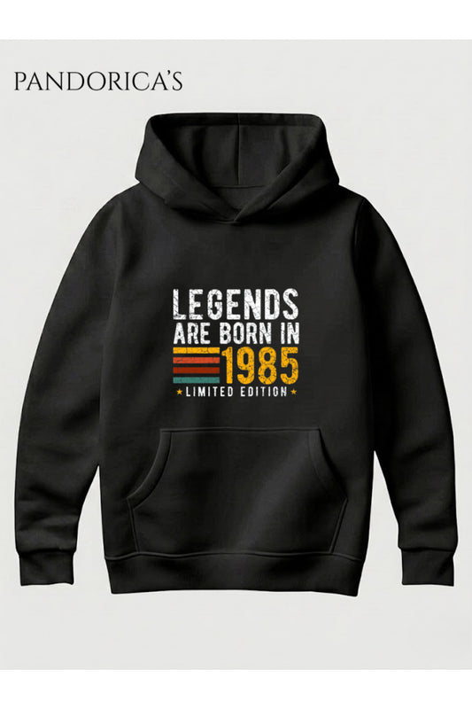 VINTAGE 1985 DOĞUM YILI YAZILI BASKILI RETRO TASARIM UNISEX KAPÜŞONLU PAMUKLU SWEATSHIRT HOODIE