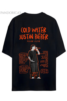 Justin Bieber Serisi Cold Water Şarkı Sözü Lyrics Yazılı Sırt Baskılı Pamuklu Unisex Tişört