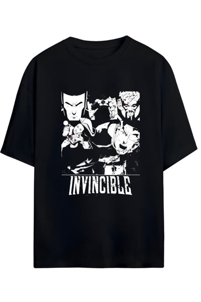 INVINCIBLE FRİENDS & FOES (DOSTLAR VE DÜŞMANLAR) YAZILI BASKILI PAMUKLU RELAXED KALIP UNISEX TİŞÖRT