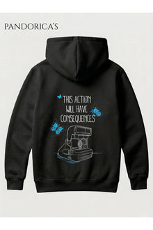 LIFE IS STRANGE Tasarımı "This Action Will Have Consequences..." Yazılı SIRT VE ÖN Baskılı Unisex Kapüşonlu Pamuklu Sweatshirt Hoodie