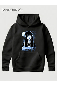 Unisex Y2K Girls Anime Kız Baskılı Kapüşonlu Sweatshirt Cyberpunk Pamuklu Streetwear Hoodie