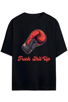 Yazılı Boks Eldiven Baskılı Orijinal Tasarım Unisex Pamuklu T-shirt