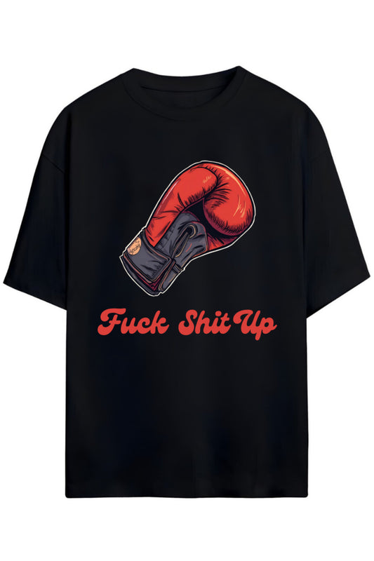 Yazılı Boks Eldiven Baskılı Orijinal Tasarım Unisex Pamuklu T-shirt