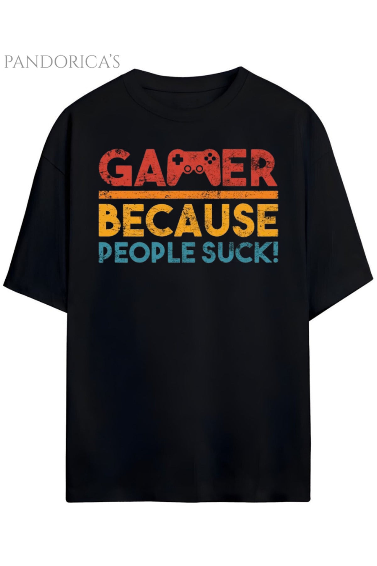 Pandorica's Gamer Oyuncu Tasarımı Yazılı Baskılı Unisex Pamuklu T-Shirt