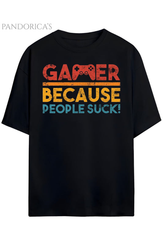 Pandorica's Gamer Oyuncu Tasarımı Yazılı Baskılı Unisex Pamuklu T-shirt