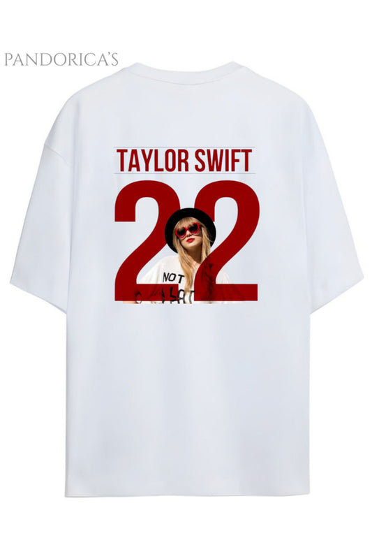 Pandorica's TAYLOR SWIFT Tasarımı Sırt Baskılı 22 Yazılı Unisex Pamuklu T-shirt