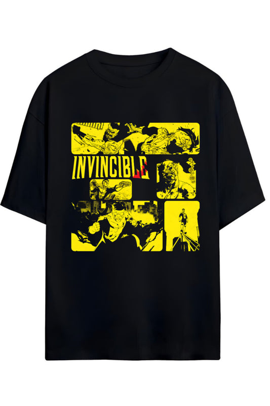 INVINCIBLE FRİENDS & FOES (DOSTLAR VE DÜŞMANLAR) YAZILI BASKILI PAMUKLU RELAXED KALIP UNISEX TİŞÖRT