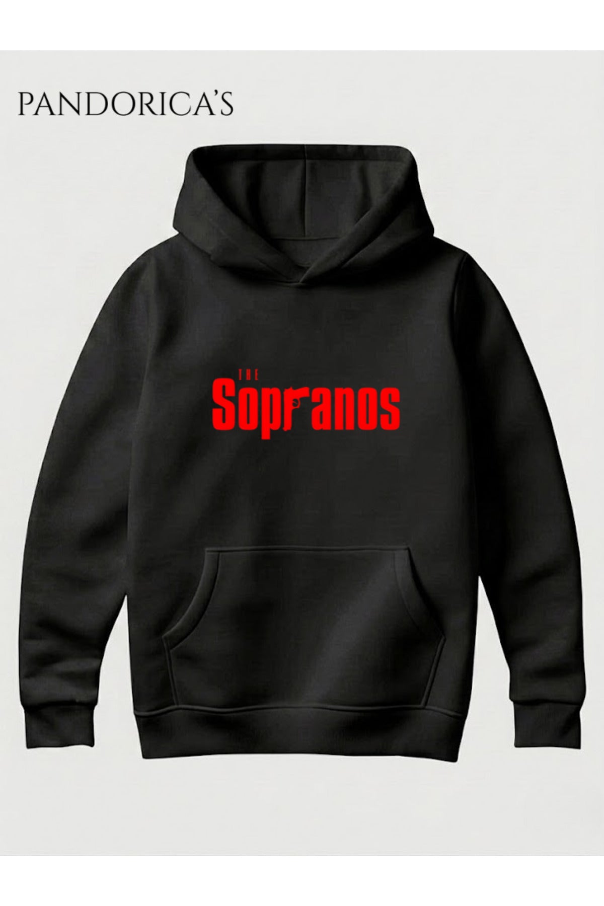 Siyah The Sopranos Tasarımı Yazılı Baskılı Unisex Kapüşonlu Pamuklu Sweatshirt Hoodie - 24