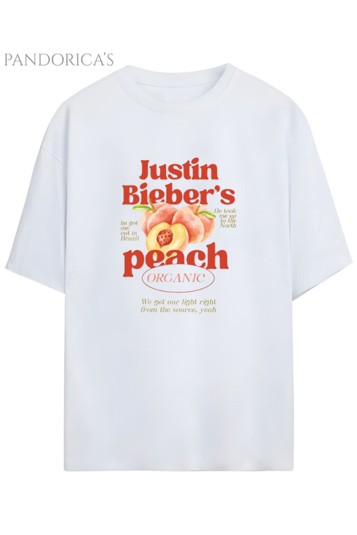 Beyaz Justin Bieber Serisi Peaches Yazılı Baskılı Pamuklu Unisex Tişört - 13