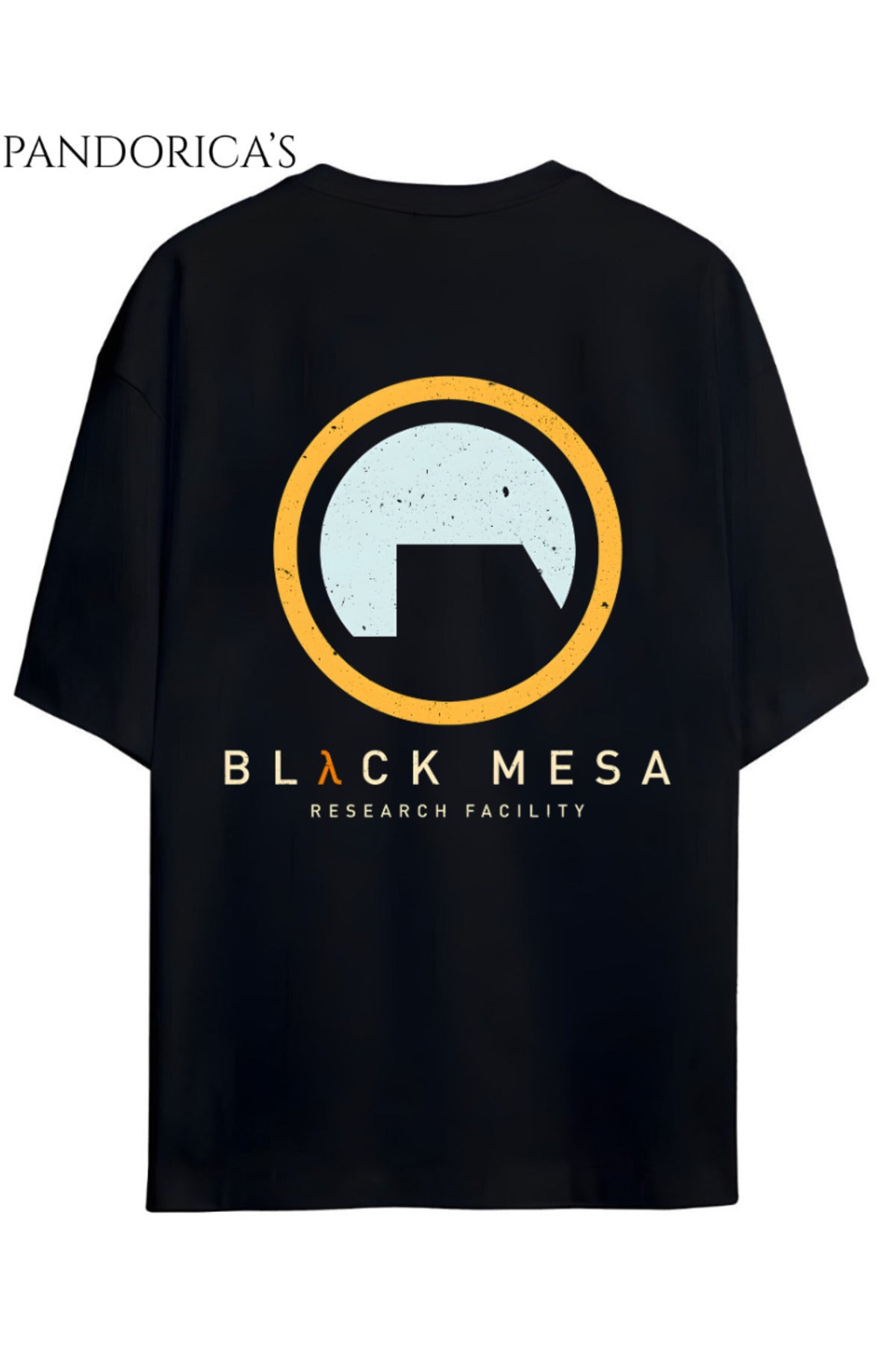 Half Life Tasarım Serisi "Black Mesa Research Facility" Yazılı Sırt Baskılı Pamuklu Relaxed Kalıp Gamer Tişört