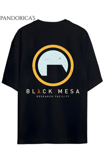Half Life Tasarım Serisi "BLACK MESA RESEARCH FACILITY" Yazılı Sırt Baskılı Pamuklu Relaxed Kalıp Gamer Tişört