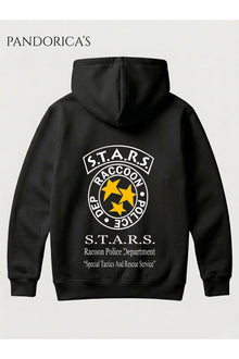 Resident Evil "R.P.D S.T.A.R.S RACOON POLICE DEP." Tasarımı Yazılı SIRT Ve GÖĞÜS Baskılı Unisex Kapüşonlu Pamuklu Gamer Sweatshirt Hoodie