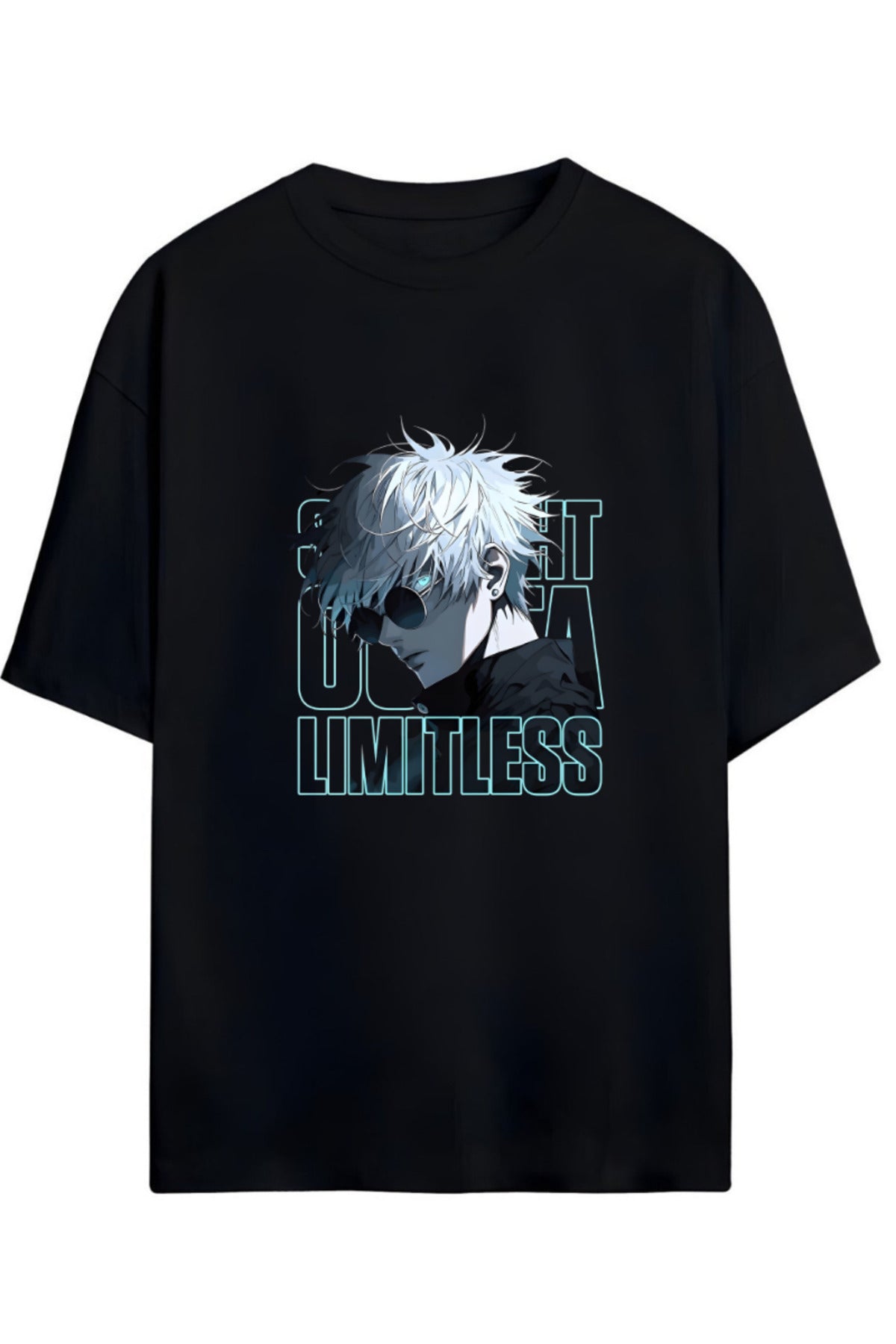Siyah Jujutsu Kaisen Anime Serisi Baskılı Yazılı Pamuklu Unisex Tişört - 9