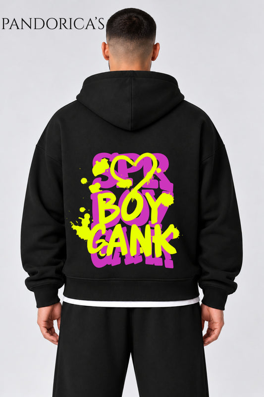Urban Streetwear Konseptli Unisex Oversize Yazılı SIRT Baskılı Pamuklu Kapüşonlu Fermuarlı Hırka