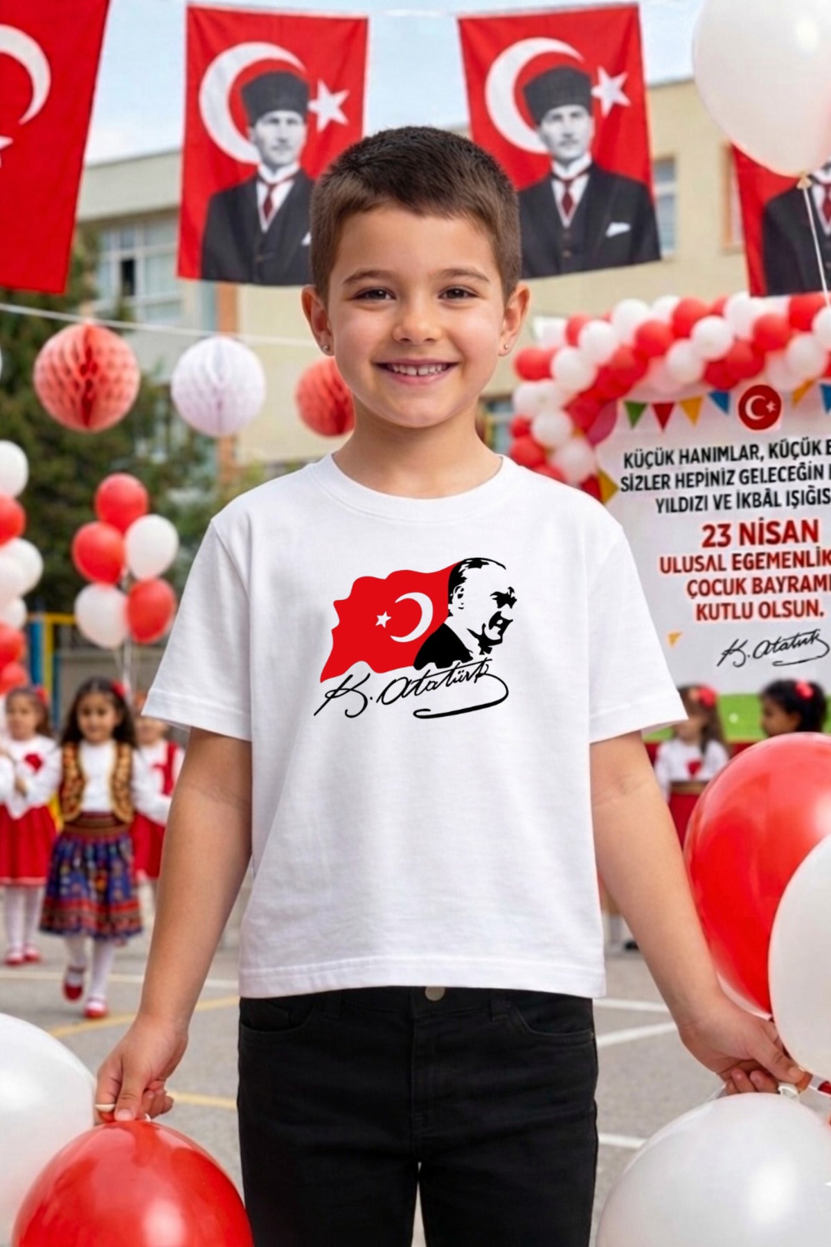 Beyaz Pandorica's Mustafa Kemal Atatürk Tasarımı İmzalı Baskılı Unisex Pamuklu T-Shirt - 23