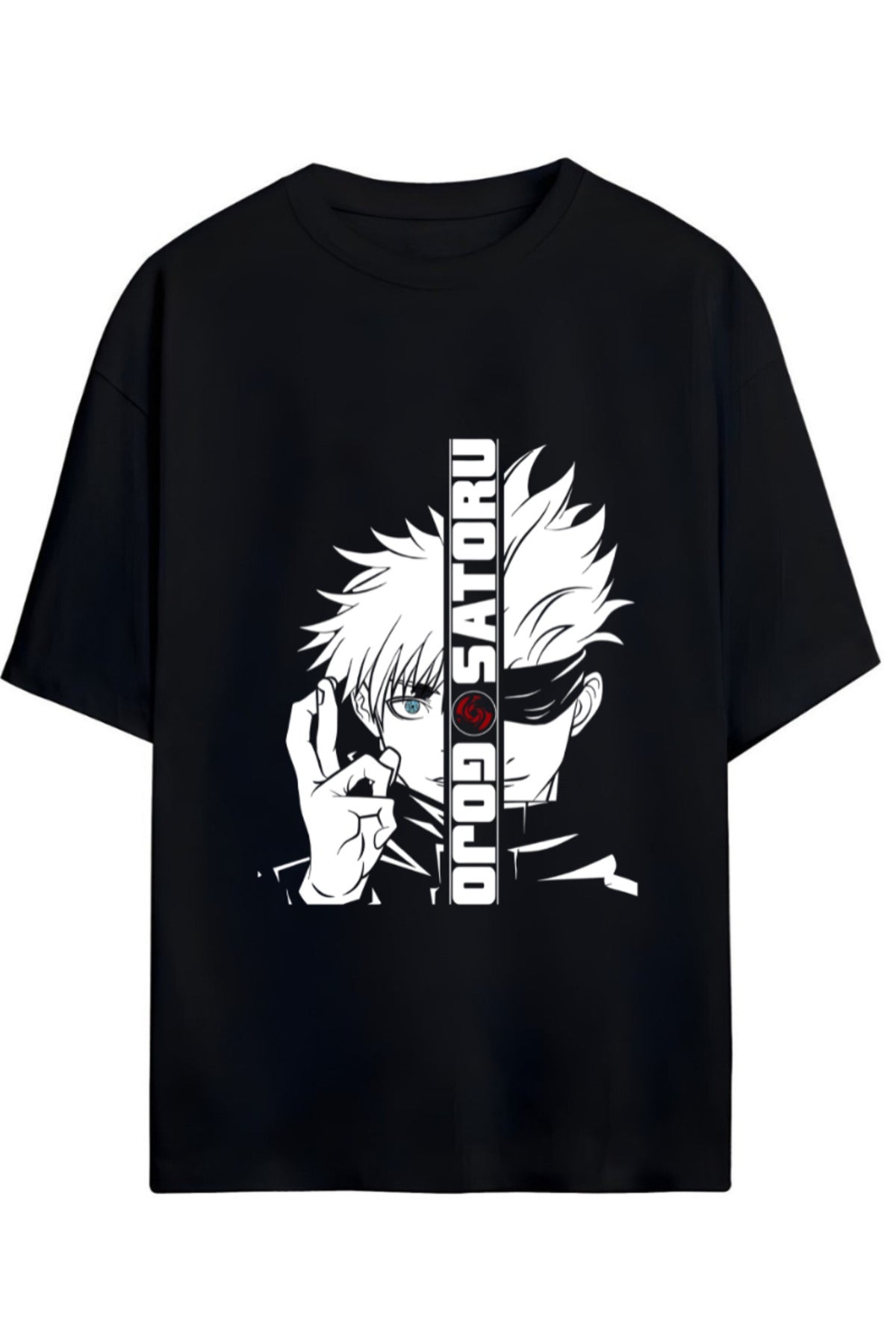 Siyah Jujutsu Kaisen Anime Serisi Baskılı Yazılı Pamuklu Unisex Tişört - 1