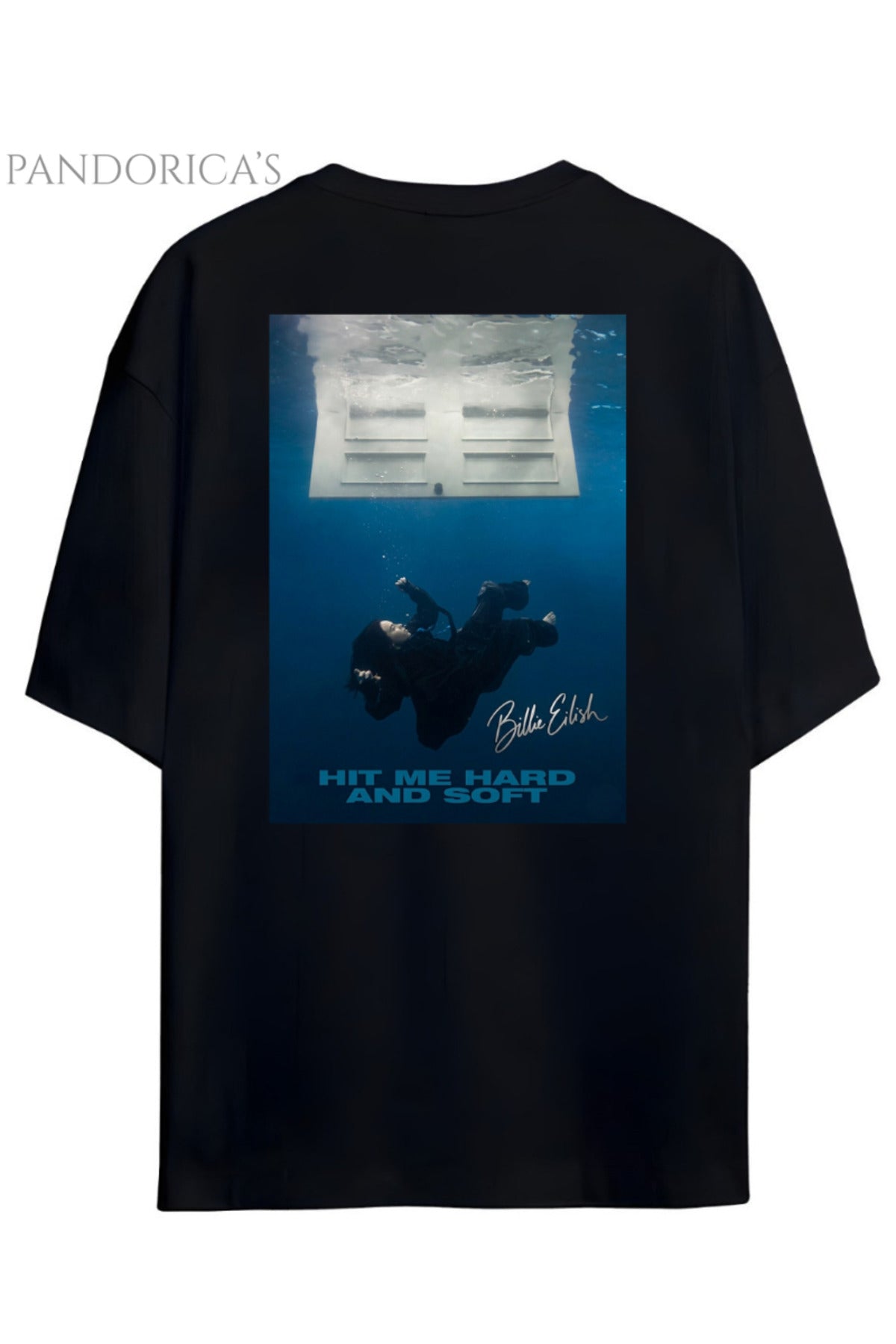 Siyah Pandorica's Billie Eilish Hit Me Hard And Soft Albüm Tasarımı Sırt Baskılı Unisex Pamuklu T-Shirt - 81